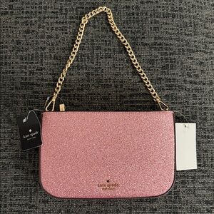 Kate Spade Sparkling Pink Shoulder Bag with Gold Chain